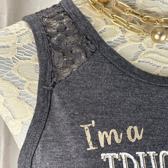 Maurices‎ Women’s Small Gray Lace Trim Graphic Tank Top Country Concert Vibe - Picture 8 of 11